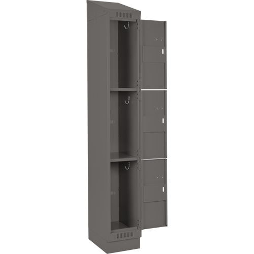 Clean Line Lockers, 3 -tier, Bank of 4, 48" x 18" x 82", Steel, Charcoal, Rivet (Assembled) Advanced Consulting and Training Ltd.