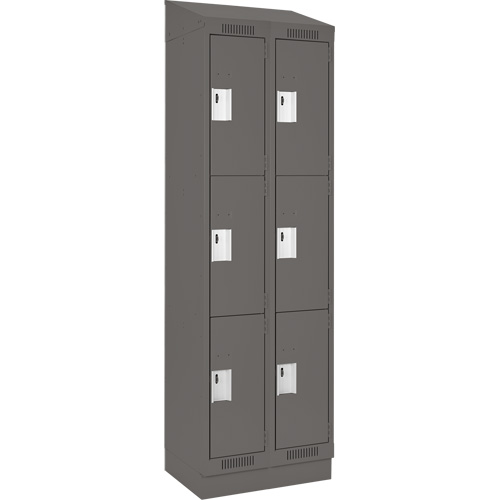 Clean Line Lockers, 3 -tier, Bank of 2, 24" x 18" x 82", Steel, Charcoal, Rivet (Assembled) Advanced Consulting and Training Ltd.