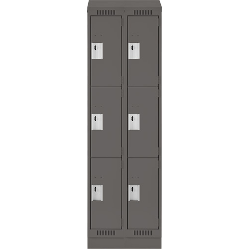 Clean Line Lockers, 3 -tier, Bank of 2, 24" x 18" x 82", Steel, Charcoal, Rivet (Assembled) Advanced Consulting and Training Ltd.