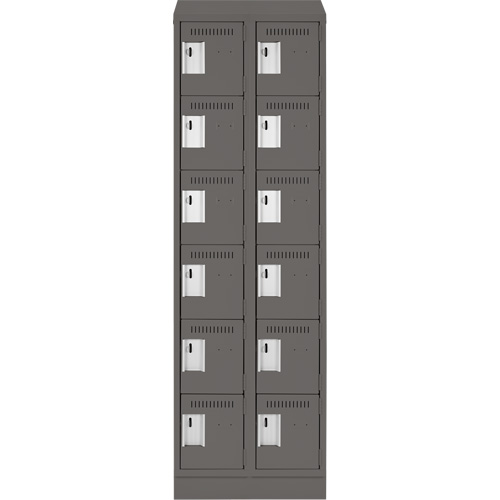 Clean Line Lockerette, 6 -tier, Bank of 2, 24" x 18" x 82", Steel, Charcoal, Rivet (Assembled) Advanced Consulting and Training Ltd.