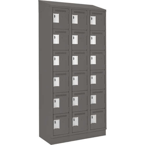 Clean Line Lockerette, 6 -tier, Bank of 3, 36" x 18" x 82", Steel, Charcoal, Rivet (Assembled) Advanced Consulting and Training Ltd.