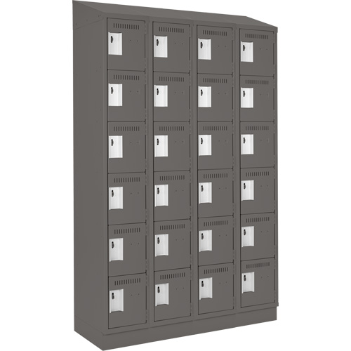 Clean Line Lockerette, 6 -tier, Bank of 4, 48" x 18" x 82", Steel, Charcoal, Rivet (Assembled) Advanced Consulting and Training Ltd.