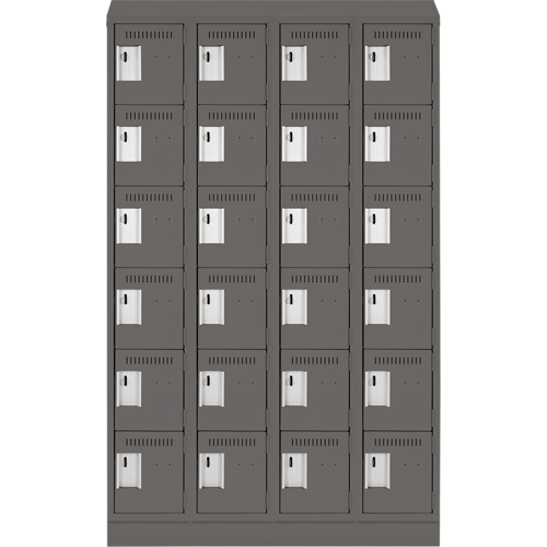 Clean Line Lockerette, 6 -tier, Bank of 4, 48" x 18" x 82", Steel, Charcoal, Rivet (Assembled) Advanced Consulting and Training Ltd.