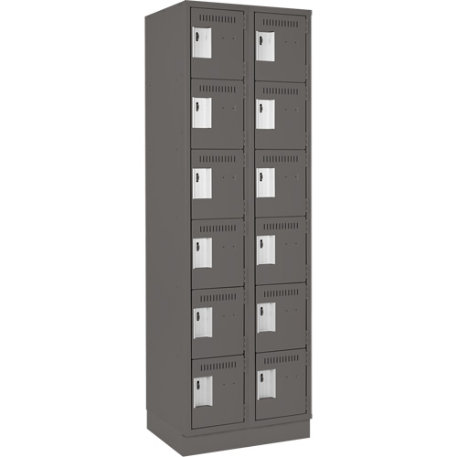 Clean Line Lockerette, 6 -tier, Bank of 2, 24" x 18" x 76", Steel, Charcoal, Rivet (Assembled) Advanced Consulting and Training Ltd.