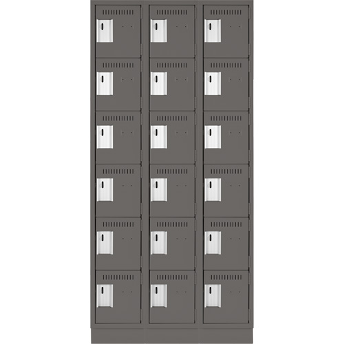 Clean Line Lockerette, 6 -tier, Bank of 3, 36" x 18" x 76", Steel, Charcoal, Rivet (Assembled) Advanced Consulting and Training Ltd.
