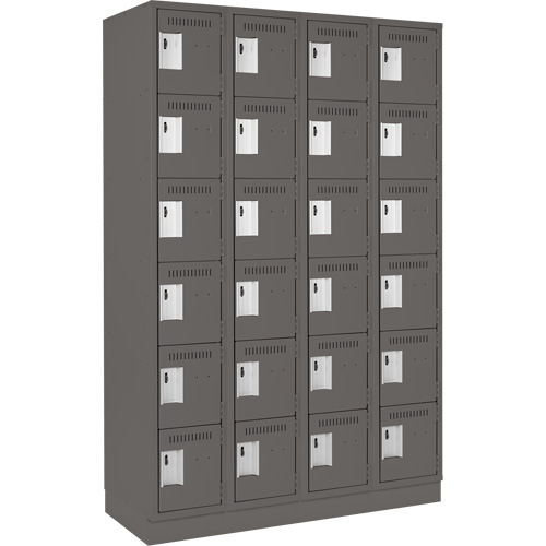 Clean Line Lockerette, 6 -tier, Bank of 4, 48" x 18" x 76", Steel, Charcoal, Rivet (Assembled) Advanced Consulting and Training Ltd.