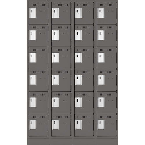 Clean Line Lockerette, 6 -tier, Bank of 4, 48" x 18" x 76", Steel, Charcoal, Rivet (Assembled) Advanced Consulting and Training Ltd.