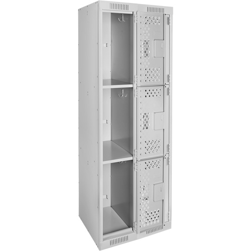 Clean Line Lockers, 3 -tier, Bank of 2, 24" x 12" x 72", Steel, Grey, Rivet (Assembled), Perforated Advanced Consulting and Training Ltd.
