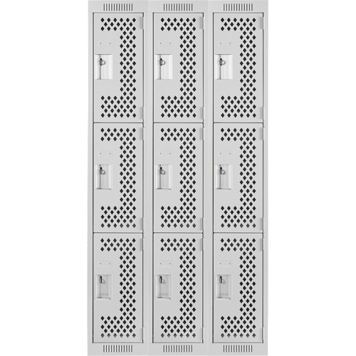 Casiers Clean Line, 3 niveaux, Bloc de 3, 36" x 12" x 72", Acier, Gris, Rivet (assembl&eacute;), Perfor&eacute; Advanced Consulting and Training Ltd.