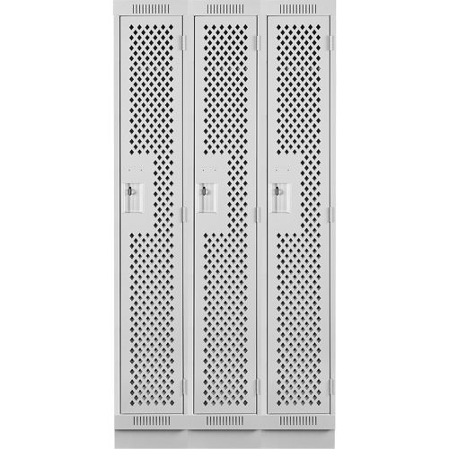 Clean Line Lockers, Bank of 3, 36" x 18" x 76", Steel, Grey, Rivet (Assembled), Perforated Advanced Consulting and Training Ltd.