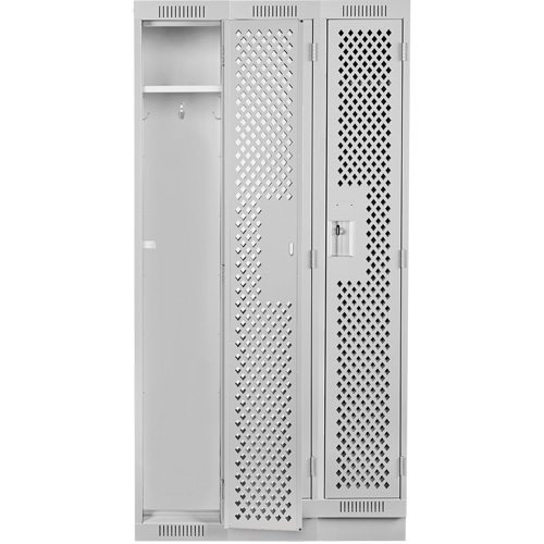 Clean Line Lockers, Bank of 3, 36" x 18" x 76", Steel, Grey, Rivet (Assembled), Perforated Advanced Consulting and Training Ltd.