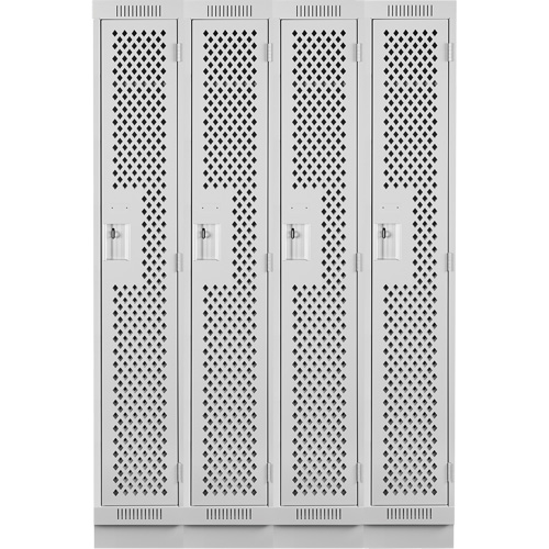 Clean Line Lockers, Bank of 4, 48" x 18" x 76", Steel, Grey, Rivet (Assembled), Perforated Advanced Consulting and Training Ltd.