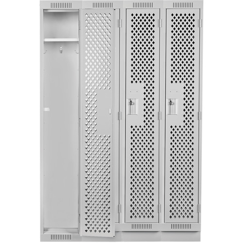 Clean Line Lockers, Bank of 4, 48" x 18" x 76", Steel, Grey, Rivet (Assembled), Perforated Advanced Consulting and Training Ltd.