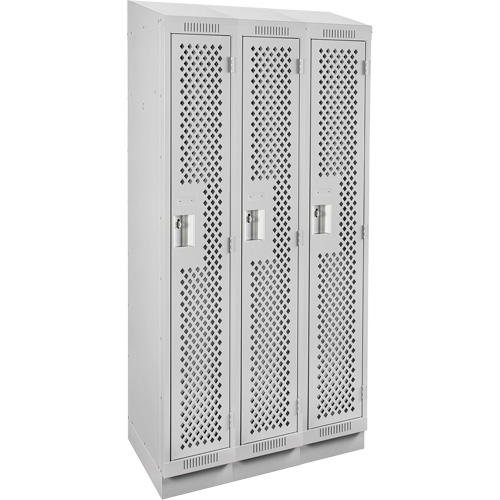 Clean Line Lockers, Bank of 3, 36" x 12" x 82", Steel, Grey, Rivet (Assembled), Perforated Advanced Consulting and Training Ltd.