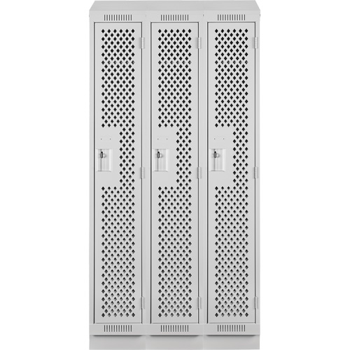 Clean Line Lockers, Bank of 3, 36" x 12" x 82", Steel, Grey, Rivet (Assembled), Perforated Advanced Consulting and Training Ltd.