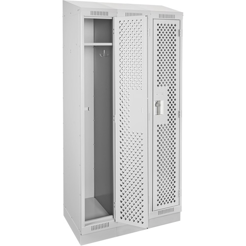 Clean Line Lockers, Bank of 3, 36" x 12" x 82", Steel, Grey, Rivet (Assembled), Perforated Advanced Consulting and Training Ltd.