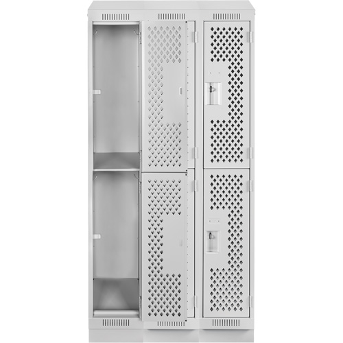Clean Line Lockers, 2 -tier, Bank of 3, 36" x 15" x 82", Steel, Grey, Rivet (Assembled), Perforated Advanced Consulting and Training Ltd.