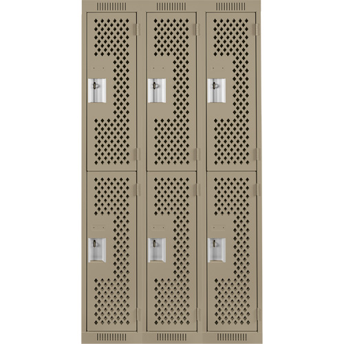 Casiers Clean Line, 2 niveaux, Bloc de 3, 36" x 12" x 72", Acier, Beige, Rivet (assembl&eacute;), Perfor&eacute; Advanced Consulting and Training Ltd.