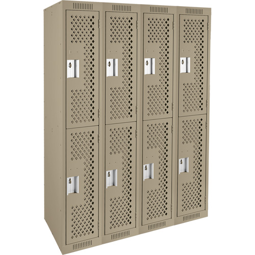 Casiers Clean Line, 2 niveaux, Bloc de 4, 48" x 12" x 72", Acier, Beige, Rivet (assembl&eacute;), Perfor&eacute; Advanced Consulting and Training Ltd.