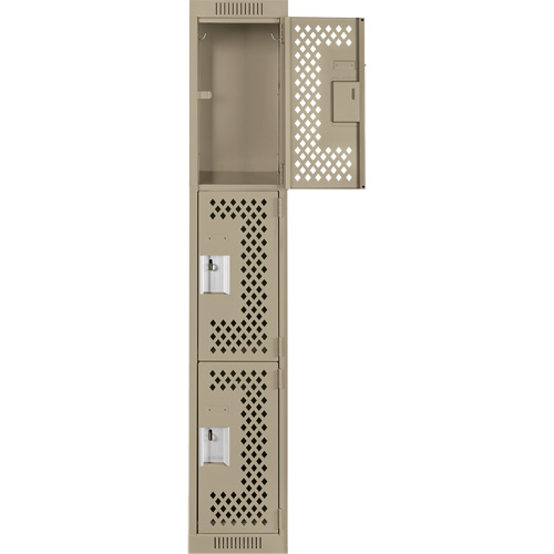 Clean Line Lockers, 3 -tier, 12" x 12" x 72", Steel, Beige, Rivet (Assembled), Perforated Advanced Consulting and Training Ltd.