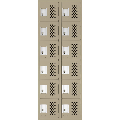 Assembled Lockerettes Clean Line Perforated Economy Lockers, 6 -tier, Bank of 2, 18" x 72" x 12", Steel Advanced Consulting and Training Ltd.