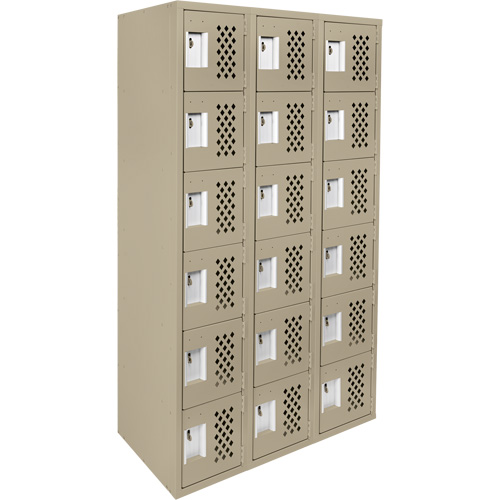 Assembled Lockerettes Clean Line Perforated Economy Lockers, 6 -tier, Bank of 3, 18" x 72" x 12", Steel Advanced Consulting and Training Ltd.