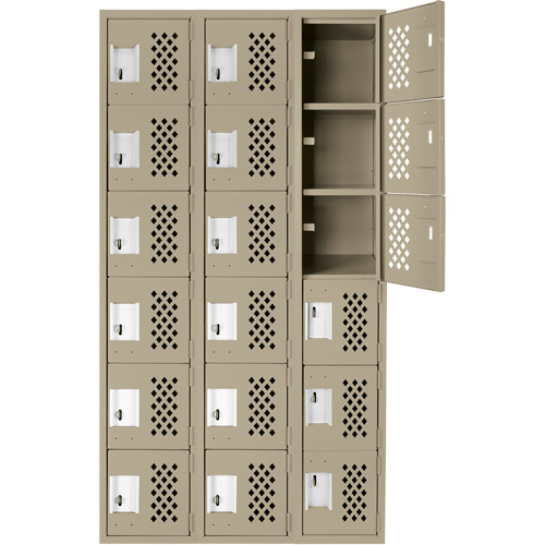 Assembled Lockerettes Clean Line Perforated Economy Lockers, 6 -tier, Bank of 3, 18" x 72" x 12", Steel Advanced Consulting and Training Ltd.
