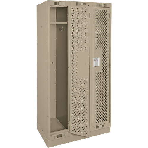 Clean Line Lockers, Bank of 3, 36" x 18" x 76", Steel, Beige, Rivet (Assembled), Perforated Advanced Consulting and Training Ltd.