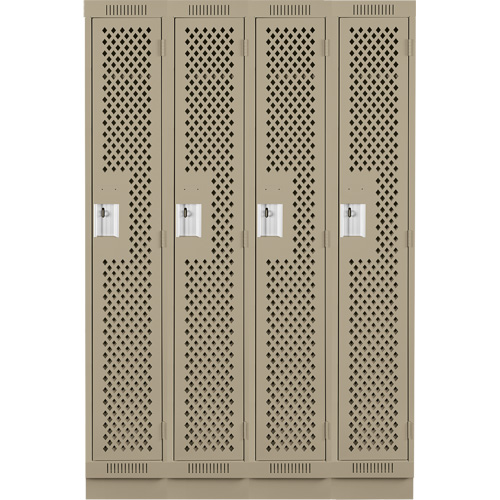 Clean Line Lockers, Bank of 4, 48" x 18" x 76", Steel, Beige, Rivet (Assembled), Perforated Advanced Consulting and Training Ltd.