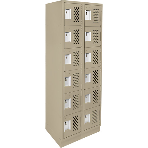 Assembled Lockerettes Clean Line Perforated Economy Lockers, 6 -tier, Bank of 2, 18" x 72" x 12", Steel Advanced Consulting and Training Ltd.