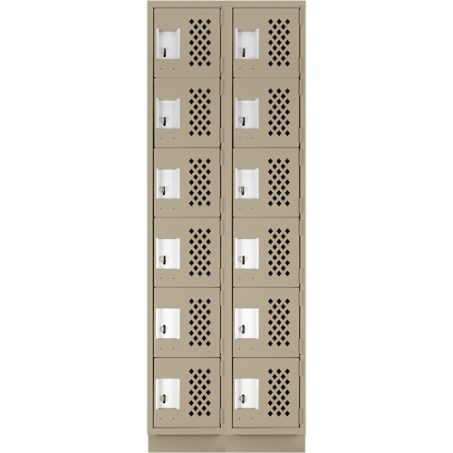Assembled Lockerettes Clean Line Perforated Economy Lockers, 6 -tier, Bank of 2, 18" x 72" x 12", Steel Advanced Consulting and Training Ltd.