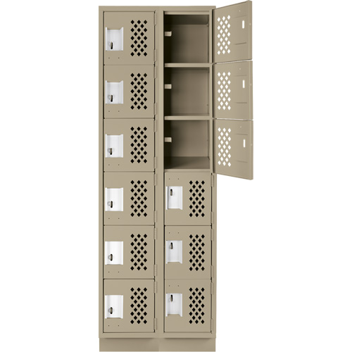 Assembled Lockerettes Clean Line Perforated Economy Lockers, 6 -tier, Bank of 2, 18" x 72" x 12", Steel Advanced Consulting and Training Ltd.