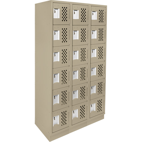 Assembled Lockerettes Clean Line Perforated Economy Lockers, 6 -tier, Bank of 3, 18" x 72" x 12", Steel Advanced Consulting and Training Ltd.