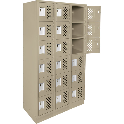 Assembled Lockerettes Clean Line Perforated Economy Lockers, 6 -tier, Bank of 3, 18" x 72" x 12", Steel Advanced Consulting and Training Ltd.