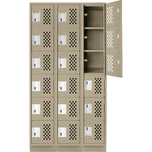 Assembled Lockerettes Clean Line Perforated Economy Lockers, 6 -tier, Bank of 3, 18" x 72" x 12", Steel Advanced Consulting and Training Ltd.