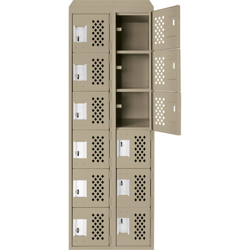 Assembled Lockerettes Clean Line Perforated Economy Lockers, 6 -tier, Bank of 2, 18" x 72" x 12", Steel Advanced Consulting and Training Ltd.