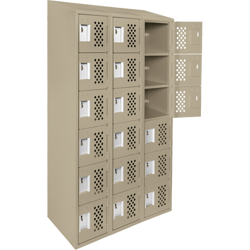Assembled Lockerettes Clean Line Perforated Economy Lockers, 6 -tier, Bank of 3, 18" x 72" x 12", Steel Advanced Consulting and Training Ltd.