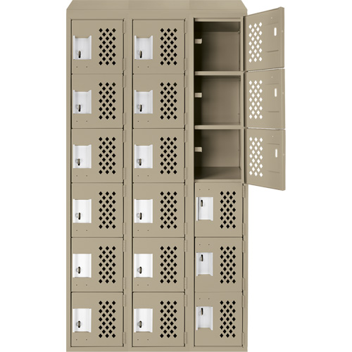 Assembled Lockerettes Clean Line Perforated Economy Lockers, 6 -tier, Bank of 3, 18" x 72" x 12", Steel Advanced Consulting and Training Ltd.