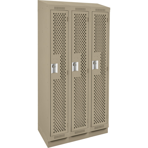 Clean Line Lockers, Bank of 3, 36" x 12" x 82", Steel, Beige, Rivet (Assembled), Perforated Advanced Consulting and Training Ltd.