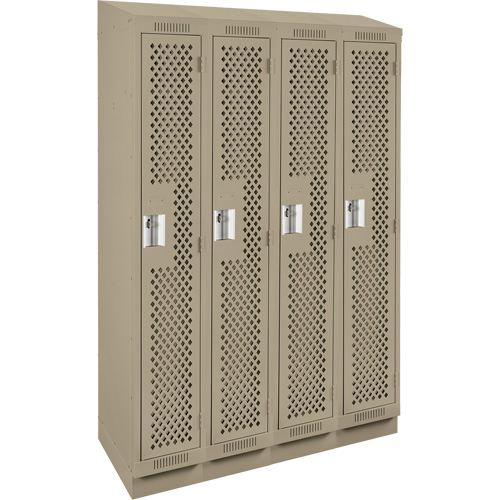 Clean Line Lockers, Bank of 4, 48" x 12" x 82", Steel, Beige, Rivet (Assembled), Perforated Advanced Consulting and Training Ltd.