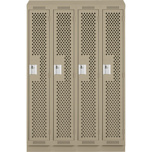 Clean Line Lockers, Bank of 4, 48" x 12" x 82", Steel, Beige, Rivet (Assembled), Perforated Advanced Consulting and Training Ltd.
