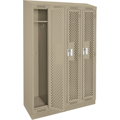 Clean Line Lockers, Bank of 4, 48" x 12" x 82", Steel, Beige, Rivet (Assembled), Perforated Advanced Consulting and Training Ltd.