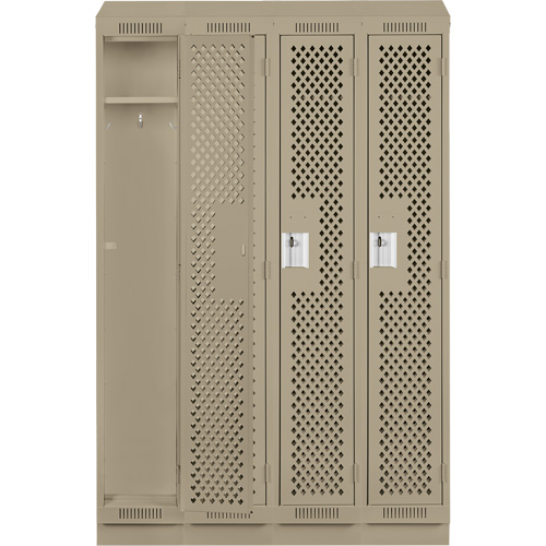 Clean Line Lockers, Bank of 4, 48" x 12" x 82", Steel, Beige, Rivet (Assembled), Perforated Advanced Consulting and Training Ltd.