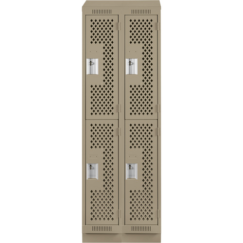 Clean Line Lockers, 2 -tier, Bank of 2, 24" x 15" x 82", Steel, Beige, Rivet (Assembled), Perforated Advanced Consulting and Training Ltd.
