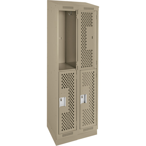 Clean Line Lockers, 2 -tier, Bank of 2, 24" x 15" x 82", Steel, Beige, Rivet (Assembled), Perforated Advanced Consulting and Training Ltd.