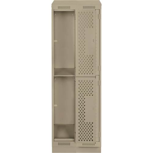 Clean Line Lockers, 2 -tier, Bank of 2, 24" x 15" x 82", Steel, Beige, Rivet (Assembled), Perforated Advanced Consulting and Training Ltd.