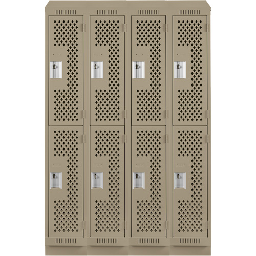 Clean Line Lockers, 2 -tier, Bank of 4, 48" x 15" x 82", Steel, Beige, Rivet (Assembled), Perforated Advanced Consulting and Training Ltd.