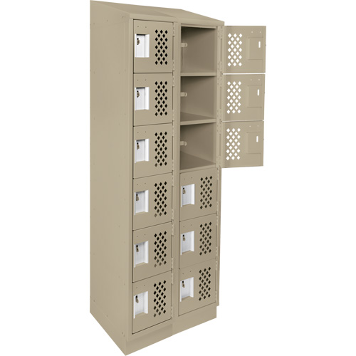 Clean-Line Perforated Lockerette, 6 -tier, Bank of 2, 15" x 72" x 12", Steel Advanced Consulting and Training Ltd.