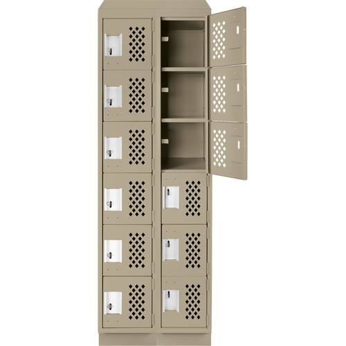 Clean-Line Perforated Lockerette, 6 -tier, Bank of 2, 15" x 72" x 12", Steel Advanced Consulting and Training Ltd.