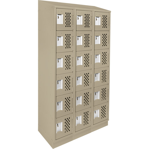 Clean-Line Perforated Lockerette, 6 -tier, Bank of 3, 15" x 72" x 12", Steel Advanced Consulting and Training Ltd.